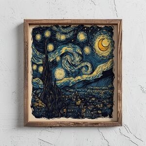 Starry Night Inspired Framed Art Print